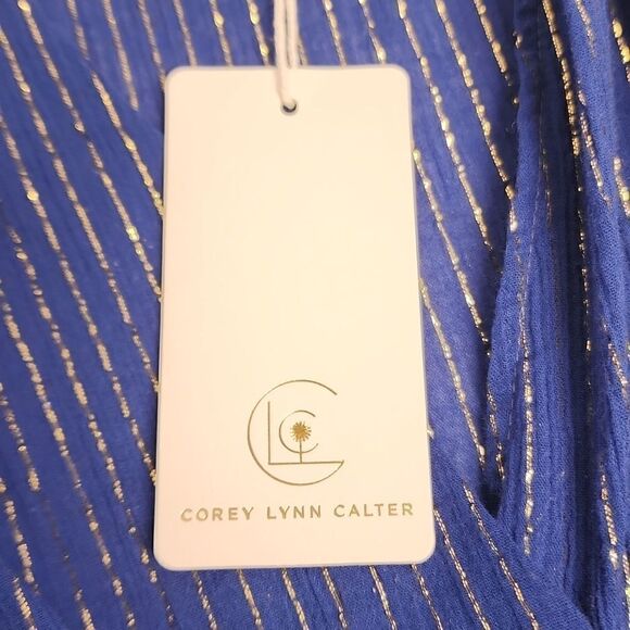 Corey Lynn Calter Amari Top Size Small Royal Blue With Gold Accent High Low - Picture 11 of 14